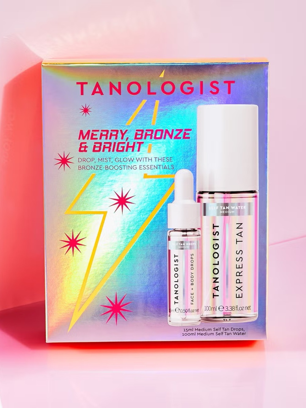 Tanologist Merry Bronze & Bright Self Tan Gift Set Medium Drops Water NIB